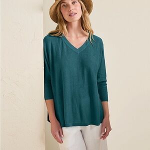 Garnet Hill Linen Oversized V-Neck Sweater